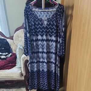 Mlle Gabrielle Navy and White Patterned Dress
